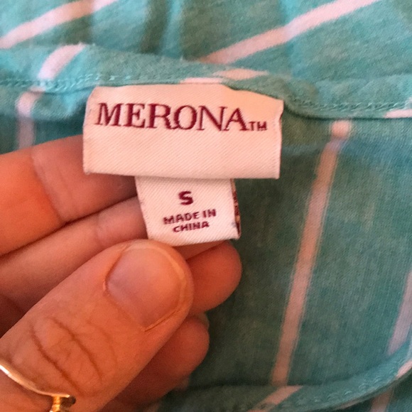 EUC Turquoise with white pinstripes maxi dress - Picture 3 of 4